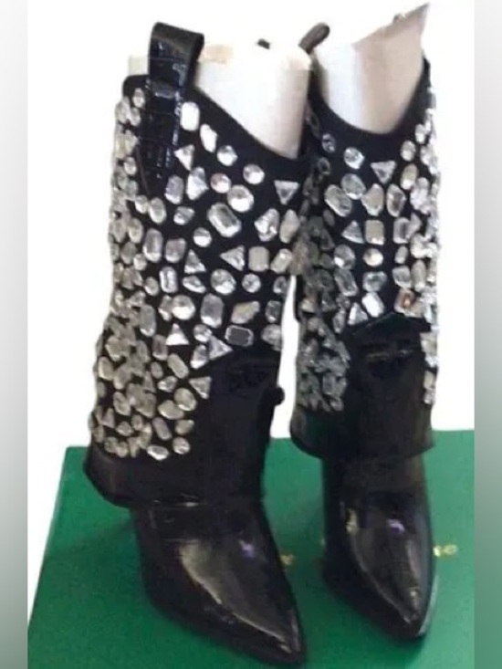 Lauren Lorraine Shoes - LAUREN LORRAINE Metallic, Mirrored Stiletto Boot-Sz. 11,7.5, 8.5-Black NIB READ!